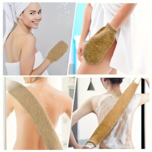 3pcs Gants Exfoliants Naturels pour le Dos et Gants de Soin pour la Salle de Bain, Outils de Nettoyage SPA Exfoliants Doux, Kit de Gommage Corporel Réutilisable