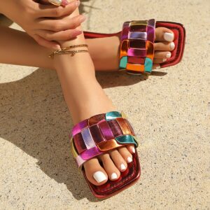 Sandales plates d'été pour femme élégantes légères et colorées