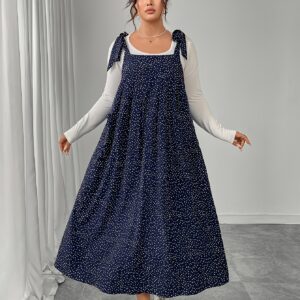 Salopette-jupe imprimée grande taille pour femme avec deux poches
