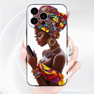 Étui téléphone femme avec coiffe pour iPhone 17, 16, 15, 14, 13, 12, 11 Pro Max Plus XR XSMAX, -traces, antidérapant, coque arrière durable, design créatif et tendance, idéal comme cadeau pour amis et famille